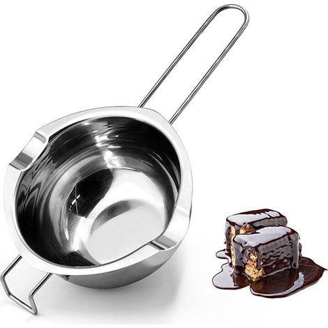 Bain-Marie-Schüssel aus Edelstahl, 500 ml – 2er-Set mit Griffen + gratis Kunststoffschaber für Schokolade, Butter oder Käse