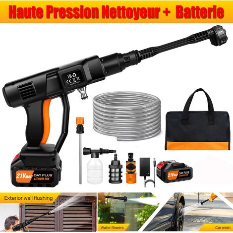 21V Nettoyeur Haute Pression sans Fil Portatif avec 3000mAh Batterie et Chargeur (1/4)