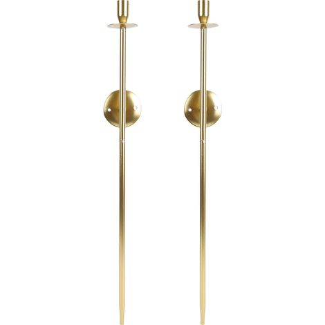 2er-Set Wandkerzenhalter, moderne Vintage-Optik, große Kerzenständer, Kunst für Esszimmer, Kamin, Wohnzimmer, Schlafzimmer, 63,5 cm (25 Zoll), Gold (1/5)