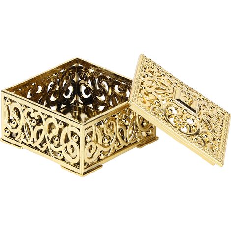 Lot de 12 boîtes cadeaux carrées creuses en plastique doré, idéales pour les bonbons, les mariages, les anniversaires et les fêtes. (1/5)
