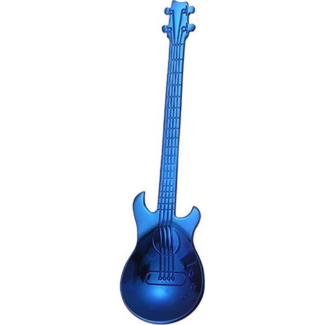 Cuillère Guitare - Acier Inoxydable - Pour Café Thé - 12 cm - Bleu - 1 Pièce