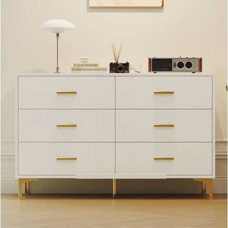 Kommode Schubladen Aufbewahrung 120 cm MDF Weiß OKMYHOME (1/5)