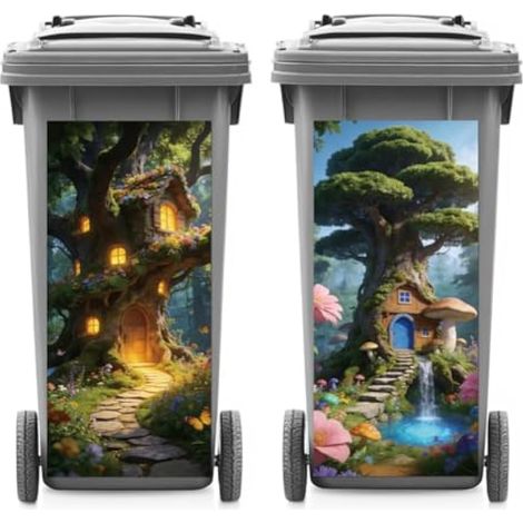 Lot de 2 autocollants cabane dans les arbres et jardinière (1/5)