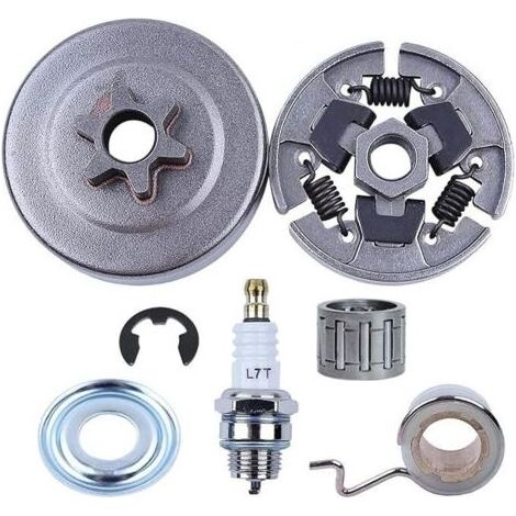 Kit de 3/8" Pignon Embrayage pour Stihl 017 018 MS170 MS180 021 023 025 MS210 MS230 MS250, ADEFOL Pignon + Tambour d\'embrayage + Roulement + Vis sans fin + Rondelle + E-Clip + Bougie (1/5)
