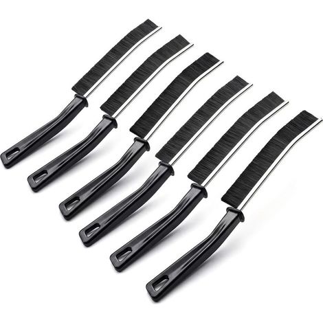 6 pièces Brosse à Joints à Poils Durs pour Nettoyer Les Coins et Fentes, Brosse Nettoyage Idéale pour Carrelage, Salle de Bain, Cuisine et Douche,noir (1/5)