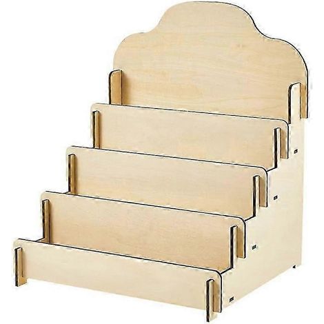 Présentoir en bois pour cartes de vœux, présentoir pour autocollants, étagère de rangement trapézoïdale portable et détachable (1/5)