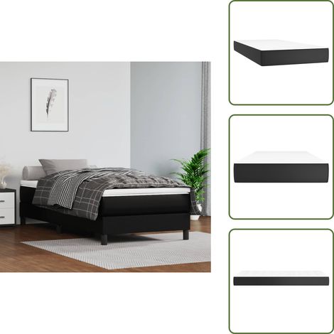 The Living Store Matelas de lit à ressorts ensachés noir 120x190x20cm Similicuir - Matelas À Ressorts Ensachés - Matelas Noir - Matelas Confortable - Matelas Support Moyen - Literie (1/5)