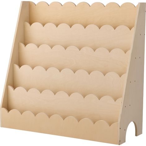 Mophorn Montessori Bücherregal mit 5 Ebenen, Kinderbücherregal mit gewelltem Design, frontales Büchergestell mit Doppelhaken, Bücherregal für Kinderzimmer, Vorschule und Kindergarten (1/5)
