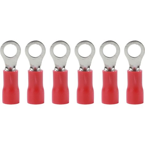 Lot de 100 cosses à sertir annulaires pré-isolées, connecteurs pour fils de cuivre et PVC, pour machines, AWG 22-16RV1.25-4, rouge (1/5)