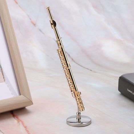 Flûte Dorée Miniature Décorative avec Support et Étui - Idée Cadeau Instrument de Musique (1/5)