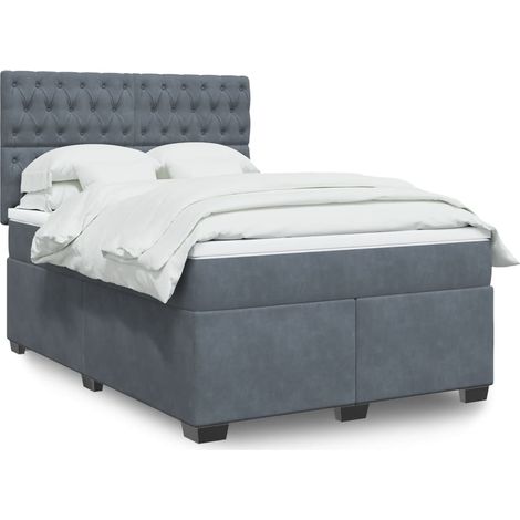 Boxspringbett mit Matratze Dunkelgrau 140x200 cm Samt (1/5)