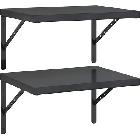 Maison Exclusive - Wandregale 2 Stk. 50x40 cm Schwarz Edelstahl