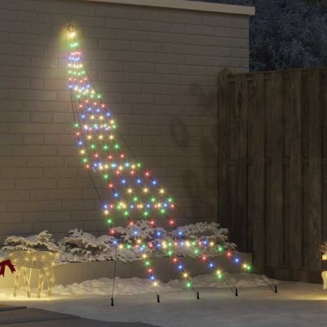 Arbre de Noël LED avec piquets au sol Multicolore 300 cm Métal-Karteo (1/5)