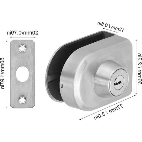 Serrure pour portail coulissant avec dispositif antivol, protection contre l'effraction, rembourrage en mousse, serrures pour portes vitrées sans cadre en acier inoxydable pour verre de 10 à 12 mm, pr (1/5)