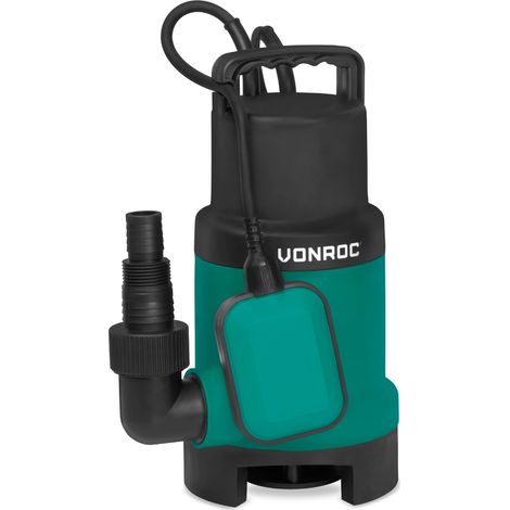 VONROC Bomba sumergible - Bomba de agua - 900W - 16000l/h - Para aguas sucias y limpias - Con interruptor de flotador