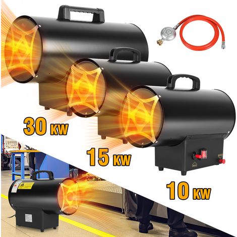 Jiubiaz Chauffage de chantier gaz 10 kW, débit d’air 320 m³/h, pour atelier, garage et zone de travaux (1/5)
