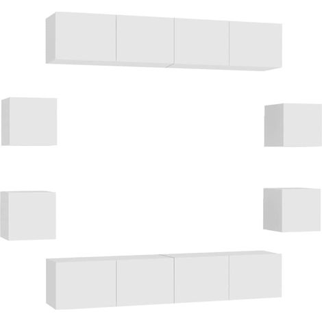 Maison Exclusive - Set Mobili Porta TV 8 pz Bianco in Legno Multistrato (1/5)