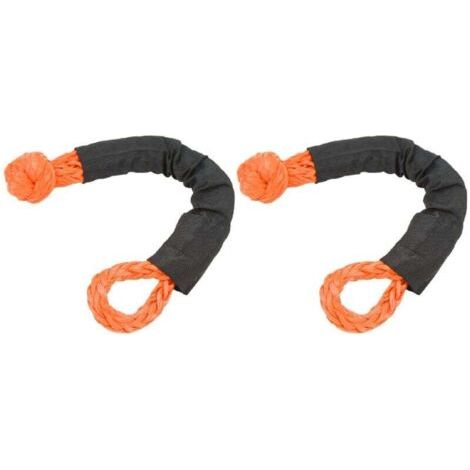 Weicher Schäkel für Seil, 2 Stück, weicher Schäkel zur Offroad-Bergung, 35 Tonnen Bruchfestigkeit, weicher Abschleppgurt für LKWs, große SUVs, Geländefahrzeuge (Orange) (1/4)