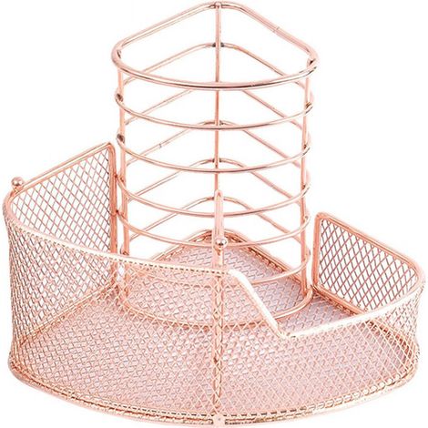Exquisiter Stiftehalter aus Netzgewebe, dreieckiger Schreibwarenorganizer aus Metall, Schreibtisch-Organizer mit drei Fächern A