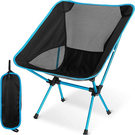 Chaise de camping pliante et portable, chaise de jardin ultralégère - poids maximal 150 kg - idéale pour la pêche à la plage, la randonnée, les pique-niques et les voyages (1/5)
