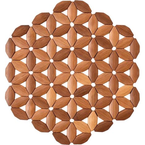 Wooden Insulation Pads For Dining Plates And Hot Pots Heat Resistant And Easy To Clean 22X22X0 6Cm Size (1/5)
