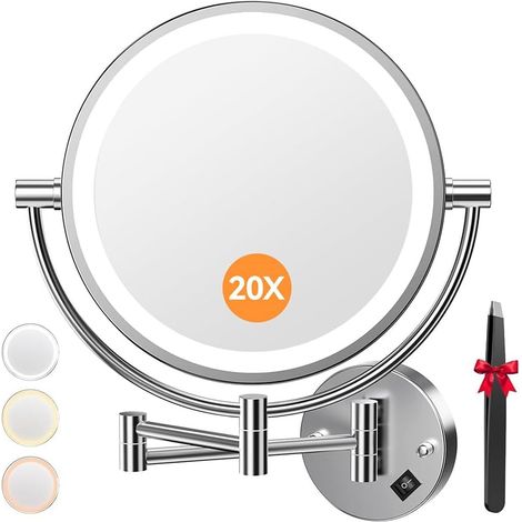 Miroir Grossissant Mural 20X/1X avec Alimentation Secteur Permanente (1/5)