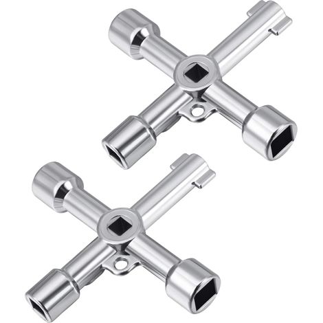 4 Voies Clé Multifonction, Clé Utilitaire Multifonction, 2 Pièces Clé Triangulaire, Clé Multifonction 4 Voies, Cle Triangle Pour Ascenseurs, Clé En Croix Universelle, Clé De L'Armoire De Commande (1/5)