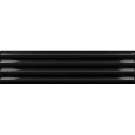 Carrelage mural faïence effet relief RYTHM 20x5cm 20x5cm Waffle Black - Brillant - boîte de 0.38 m2 20 x 5 cm Waffle Black - Brillant / Poli - boîte