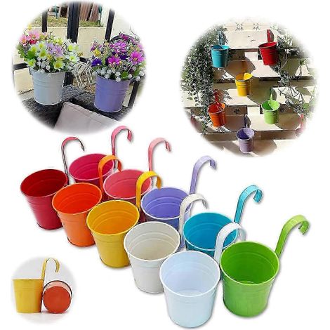 Set mit 10 Hängeampeln mit Haken – ohne Abflusslöcher, ideal für Garten und Balkon (1/5)