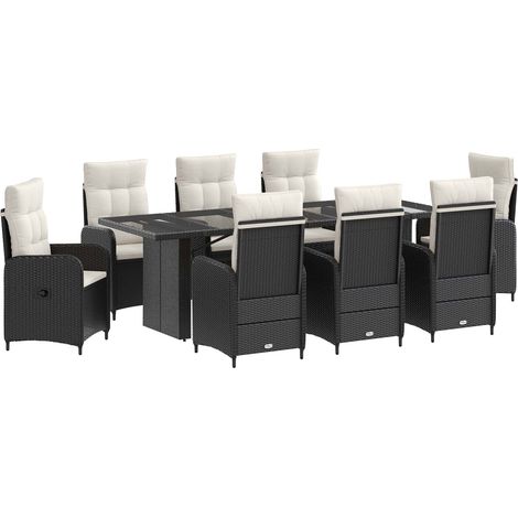 Set da pranzo per esterni 9 pz Nero e Bianco Crema polyrattan vidaXL (1/5)