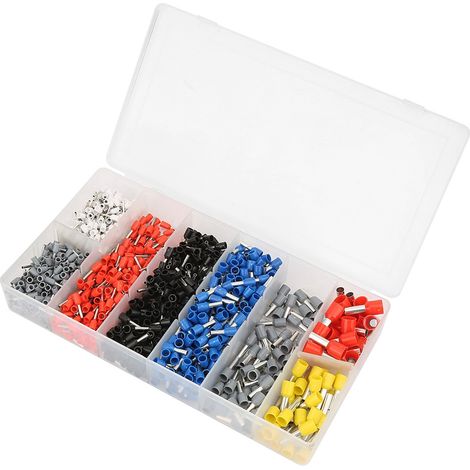 Kit de 1200 connecteurs électriques à sertir, bornes isolées, assortiment de cosses, boîte de rangement, pour câblage automobile et bricolage. (1/5)