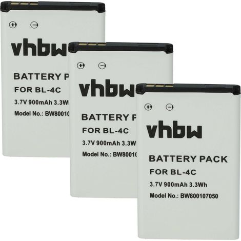 vhbw 3x Akku Ersatz für SVP BBA-07 für Handy Smartphone Telefon (900 mAh, 3,7 V, Li-Ion) (1/5)