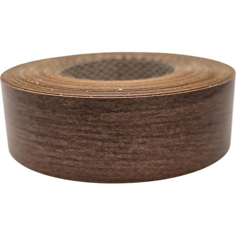 Bande de chant thermocollante 21mm x 5m épaisseur 0,50mm Mélaminé Facile à Appliquer Bricolage Étagère Meuble Panneau Bois Durable, Noyer Dijon