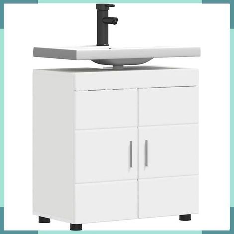 Armoire de salle de bain - Tulum - Blanc mat - 60 x 34 x 63 cm - Grand espace de stockage (1/5)