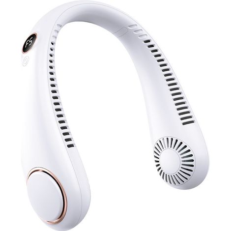 Ventilateur de cou sans pales avec affichage numérique, recharge rapide USB, portable et silencieux – Mini ventilateur électrique pour extérieur, bureau ou voyage-lsw