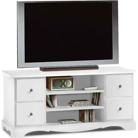 Mobile Porta Tv Classico con 4 cassettini Bianco