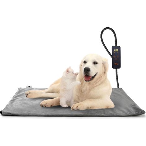 Tapis Chauffant 7050cm, Coussin Chauffant électrique pour Animaux avec Couverture Crystal Velvet pour Chats et Chiens de Nouveau-né, de Petite Taille et de Personnes âgées, Gris (1/5)