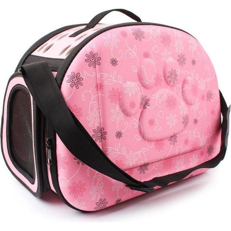 Sac Transport pour Chien Chat Pliant Sac à Main Bandoulière Petit Respirant Pet Carrier Voyage De Plein air,rose