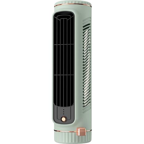 Aire acondicionado portátil, motor sin escobillas, 3 velocidades, flujo de aire de 360°, USB-C, silencioso, para interiores y exteriores, color verde. (1/5)