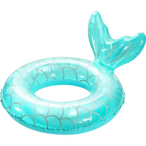 Bouée gonflable verte en forme de queue de poisson, flotteur de piscine, accessoire de plage amusant pour les fêtes aquatiques