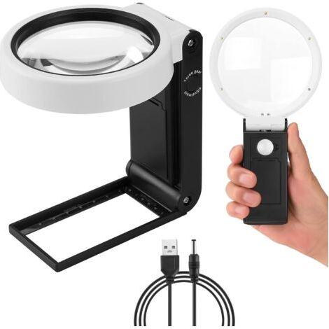 Loupe 30X 40X avec lumière et support, loupe éclairée par LED, loupe de lecture pliante avec lecture pour personnes âgées, pièces de monnaie, timbres, carte, bijoux, travail rapproché