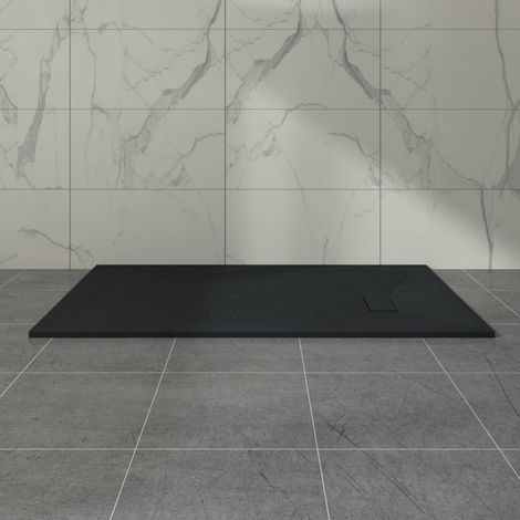 Aquariss SMC Slate Effect Shower Enclosure Tray 1800x900mm Rectangular Wetroom Shower Base Black