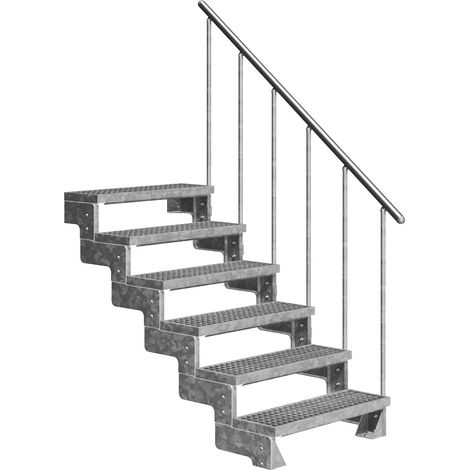 Dolle Außentreppe Gardentop 108-132cm Geschosshöhe mit Gitterrost 80cm breit mit Geländer
