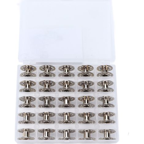 25 pièces Bobines Machine à Coudre en Acier Inoxydable Multifonction avec Boîte de Rangement pour Couture et Broderie (1/5)
