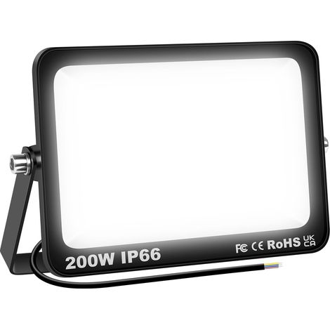 Projecteur LED Exterieur 200W, 20000LM Blanc Froid 6000K Spot LED Extérieur, IP66 Etanche Eclairage Exterieur Lumière de Sécurité pour Patio, Jardin, Garage, Terrasse, Usine, Entrée, Maison