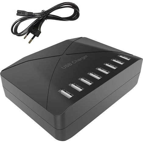40W USB Charger, 8-Port Multi-USB, Charging Hub with Smart Sensing, Multi-Port USB Charging Station, for Smartphones, Tablets and Other Devices