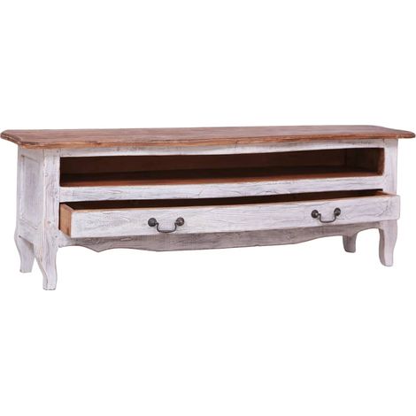 Maison Exclusive - TV-Schrank 120x30x40 cm Weiß Altholz Massiv