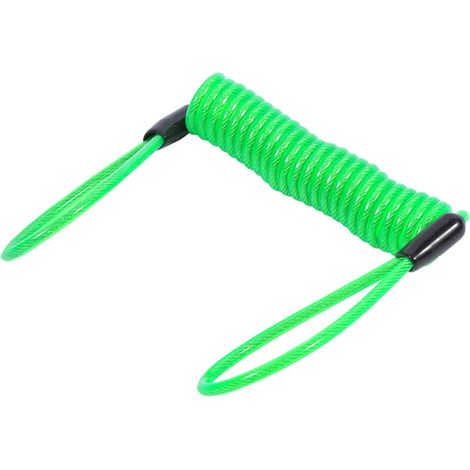 Moto vélo alarme disque serrure antivol sécurité ressort rappel bobine cble vert (1/3)