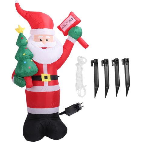GARRYFIZH Décoration gonflable de Père Noël, 1,8 mètre de long, en polyester, imperméable, gonflable, convient aux cours, jardins et patios, prise standard européenne, 220 V. (1/5)