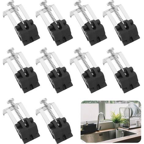 Lot de 10 Pinces d'Évier en Acier Inoxydable,Clips de Fixation Sous évier de Cuisine,Éviers Encastrables Arc Réglable (1/5)